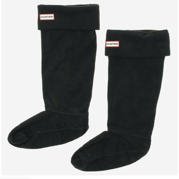 Hunter Women's Original Black Tall Fleece Welly Boot Socks M 9633 - Picture 2 of 2
